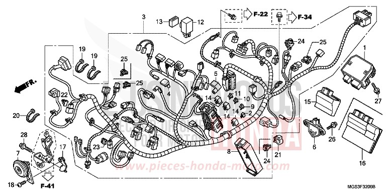 WIRE HARNESS for NC700X Dual Cluth ABS DARKNESS BLACK METALLIC (NH463) from 2012